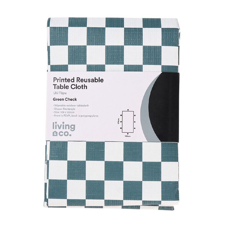 Living & Co Table Cloth Plastic Check Green, , hi-res