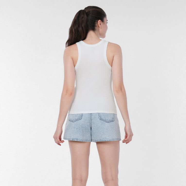 H&H Women's Rib Racer Back Tank, White, hi-res