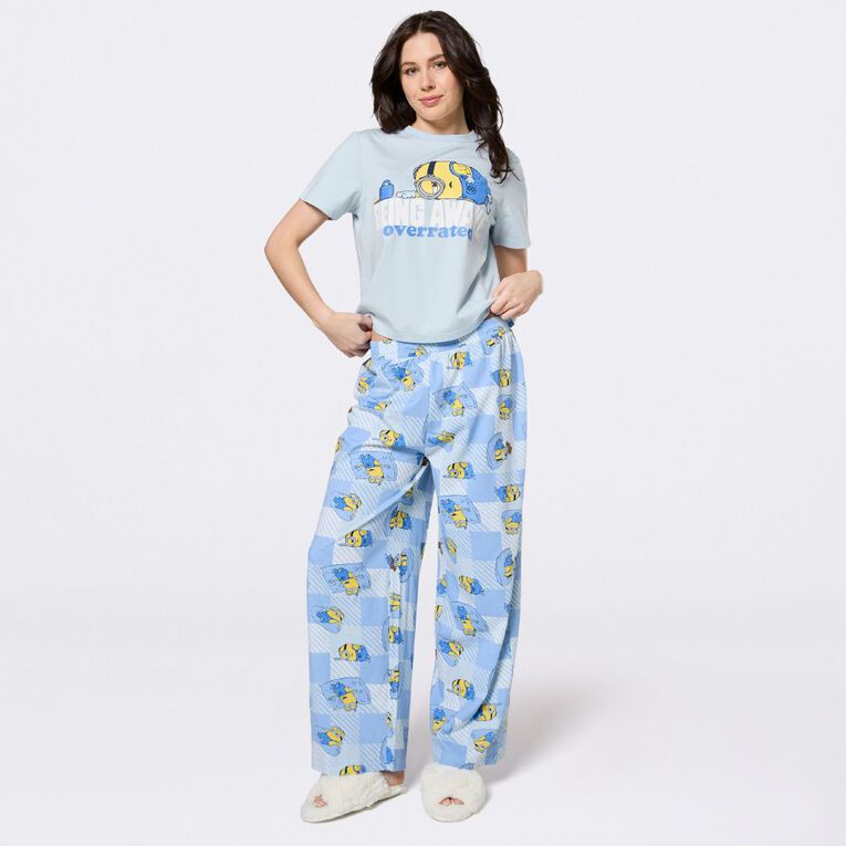 Minions Women's Jersey Tee and Pant Pyjama Set, Blue Light, hi-res