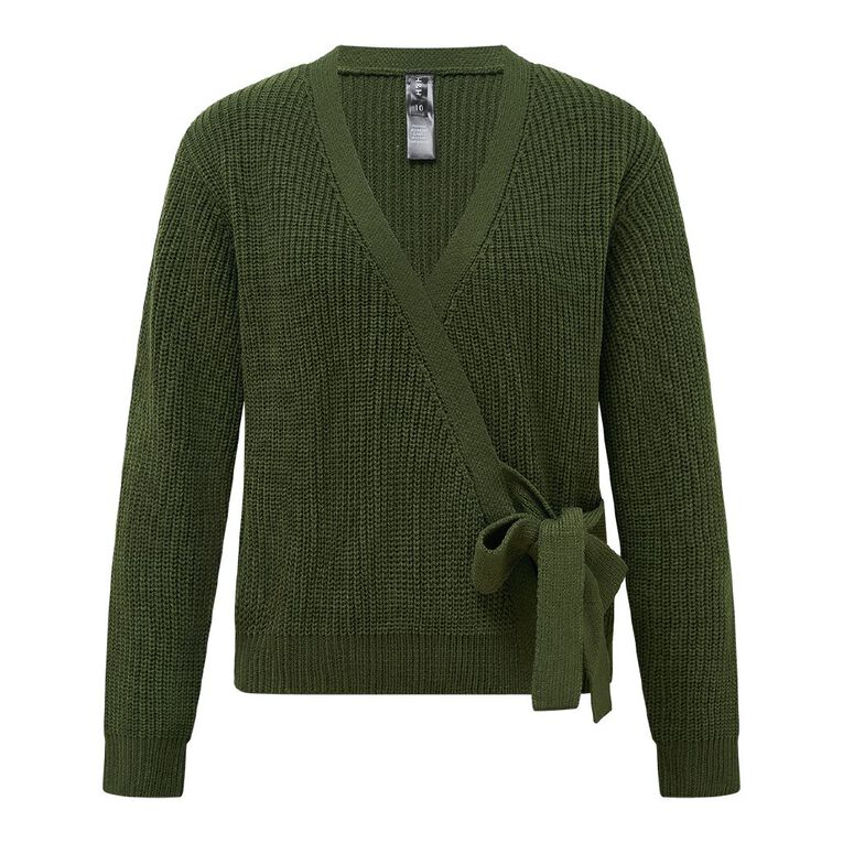 H&H Women's Wrap Cardigan, Green Dark, hi-res