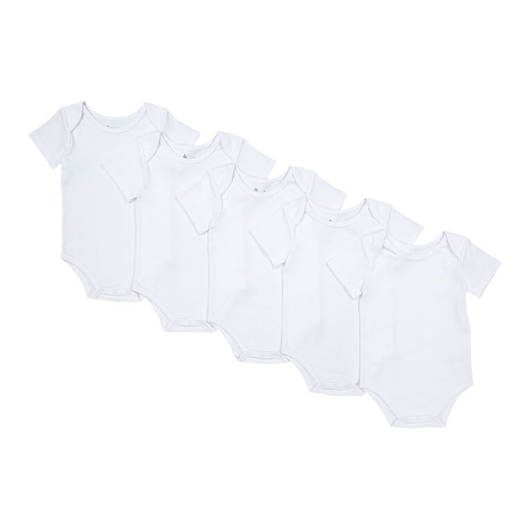 Young Original Babys' Short Sleeve Bodysuit Plain 5 Pack White The