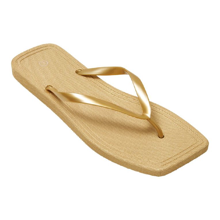 H&H Women's Square Toe Jandals, Gold, hi-res