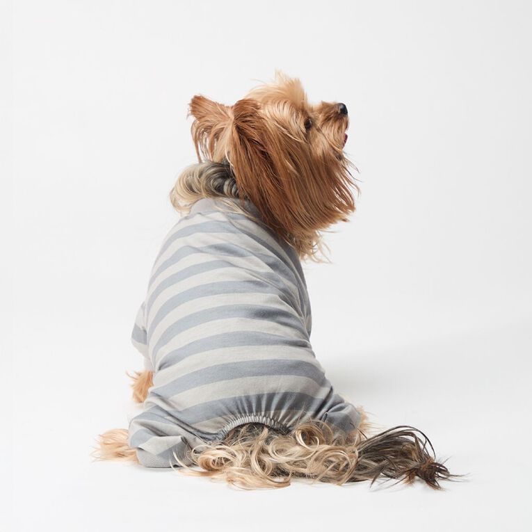 Petzone Pet Pyjamas Stripe# Grey Small, , hi-res