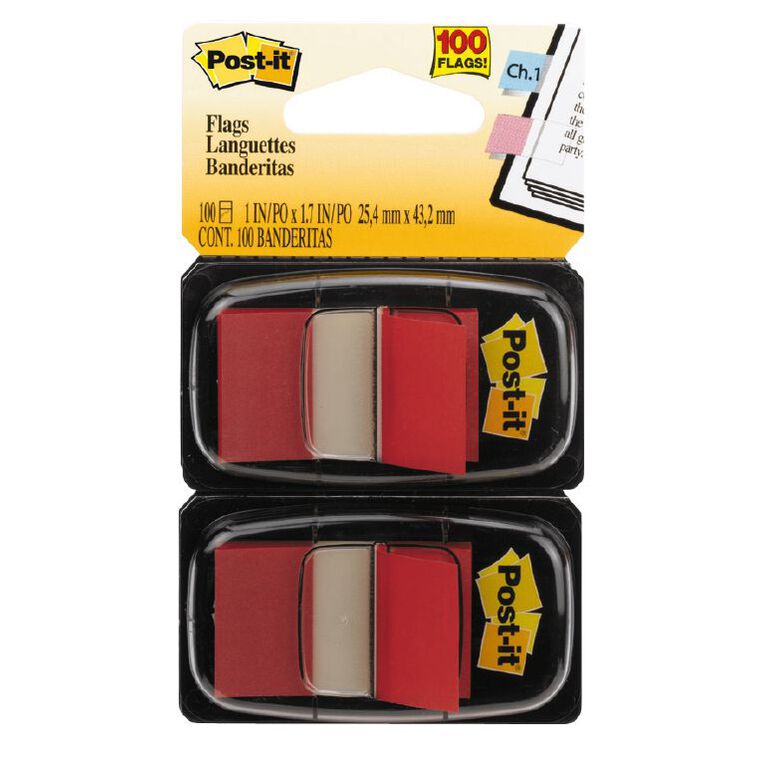 Post-It Flags Red 2 Pack Red Mid, , hi-res