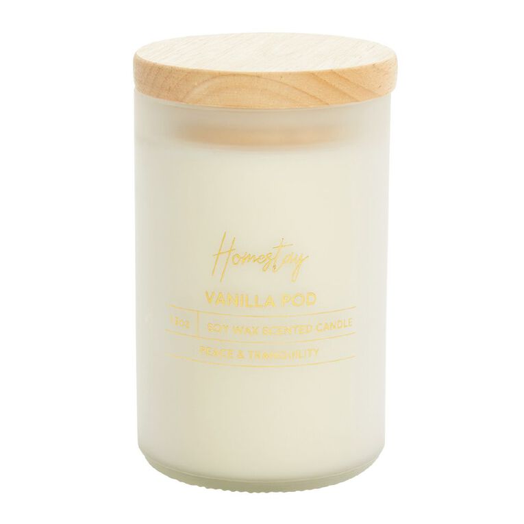 Living & Co Homestay Vanilla Candle White 13oz, White, hi-res