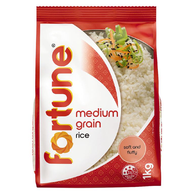 Fortune Medium Grain Rice 1kg, , hi-res