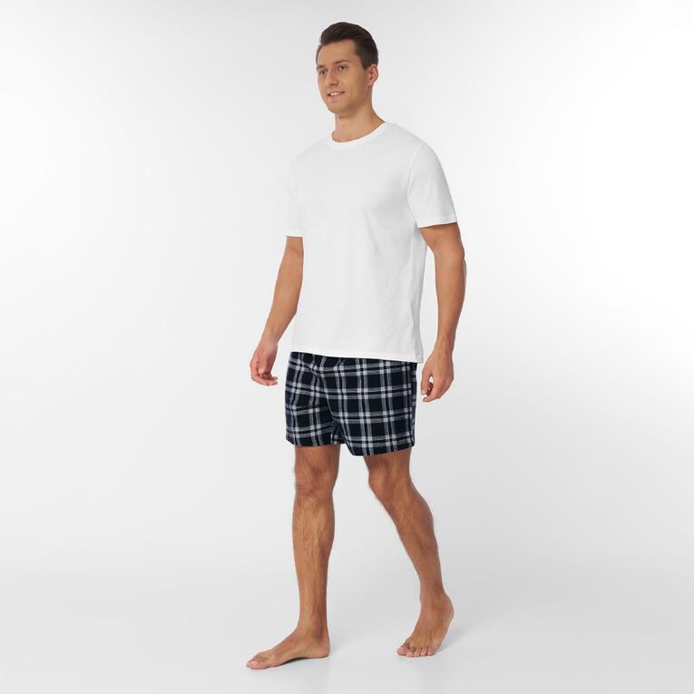 H&H Men's Flanelette Pyjama Shorts, Black, hi-res
