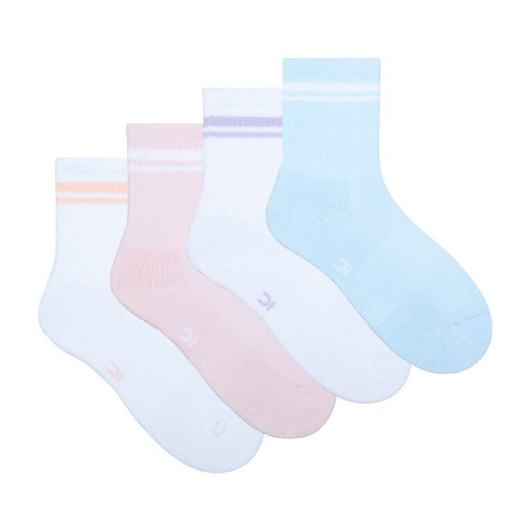 Underworks Women's Sports Mid Crew Socks 4 Pack, Blue, hi-res