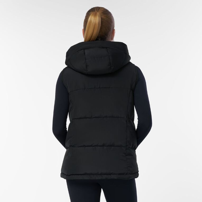 Active Intent Women's Hood Puffer Vest, Black, hi-res