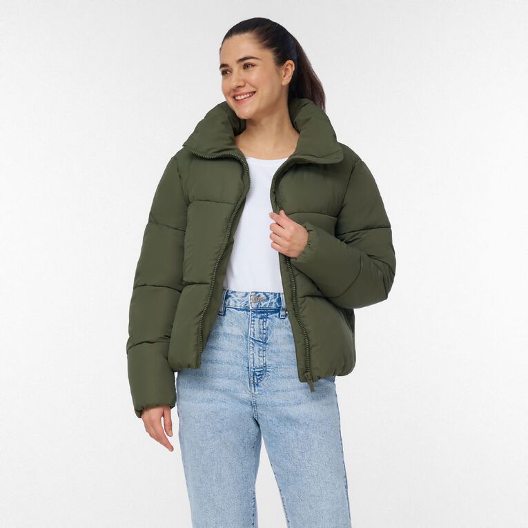 H&H Women's Puffer Jacket, Green Dark, hi-res