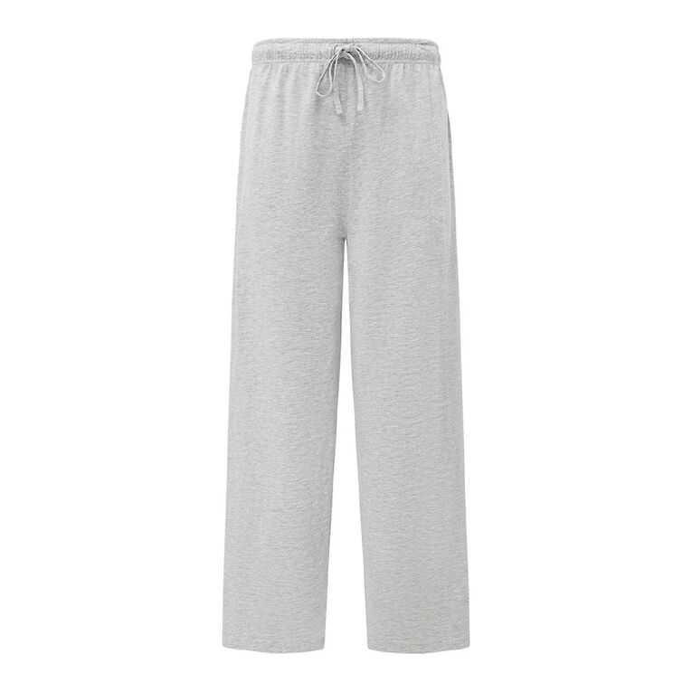 H&H Men's Plain Knit Pyjama Pants, Grey Marle, hi-res