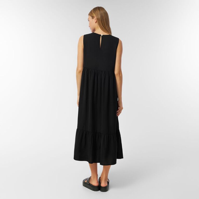 H&H Women's Seelveless Tiered Dress Midaxi, Black, hi-res