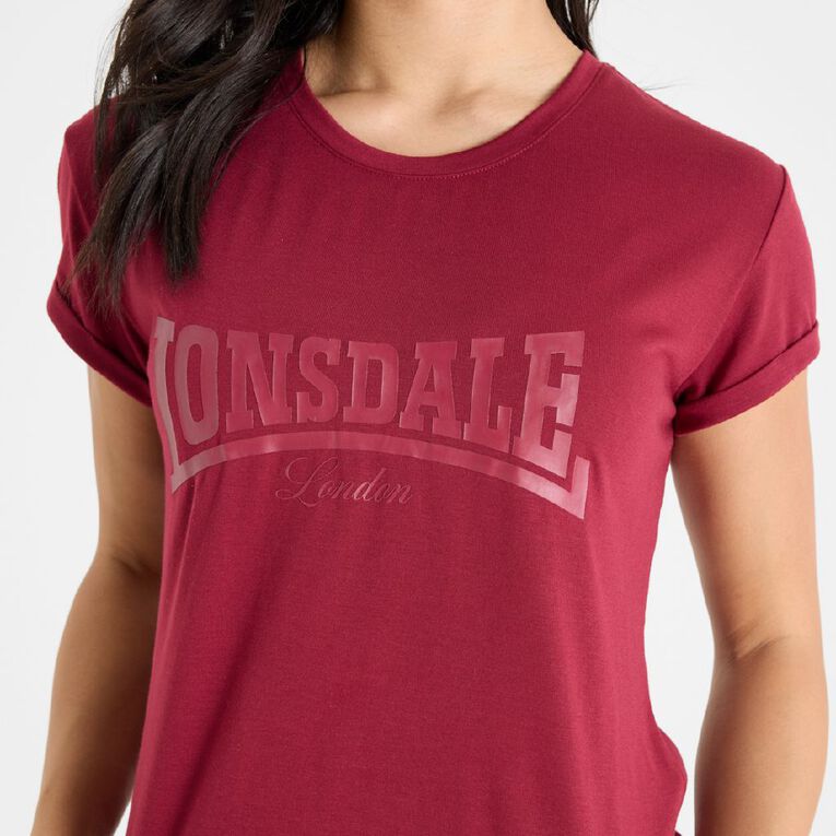 Lonsdale Women's Malden Tee, Red Mid, hi-res