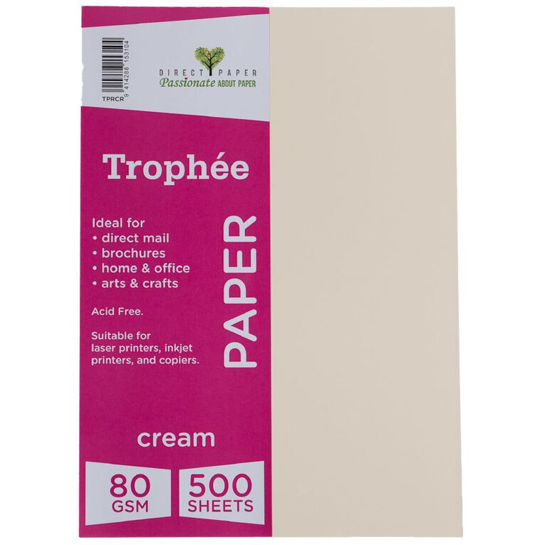 Trophee Paper 80gsm Cream A4 500 Pack, , hi-res
