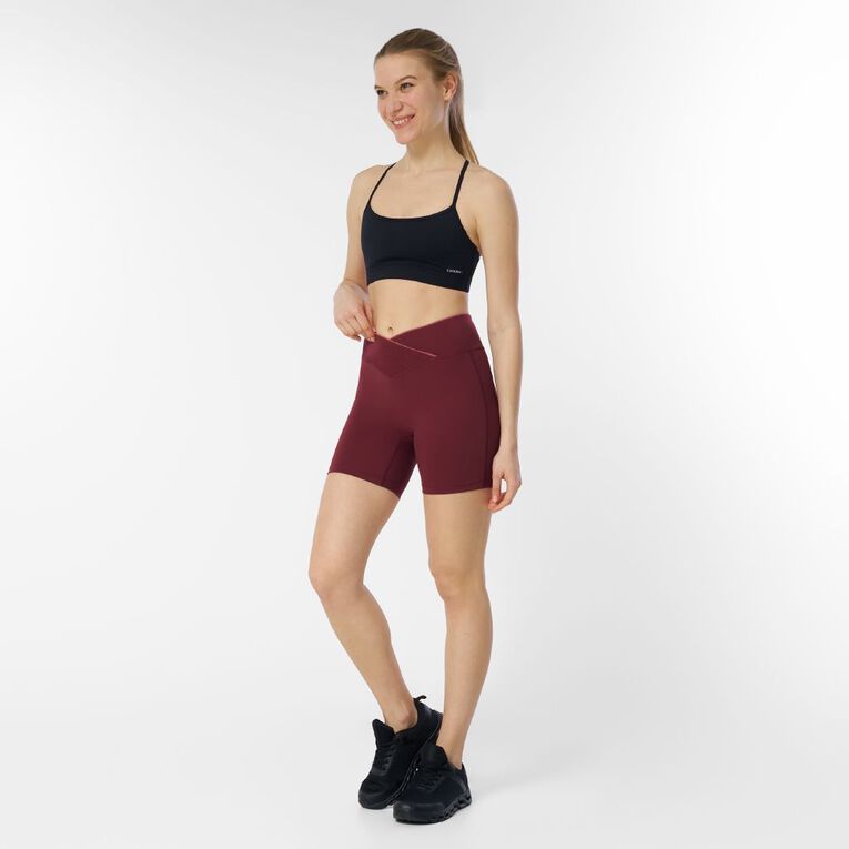 Active Intent Women's Wrap Front Bike Shorts, Red Dark, hi-res