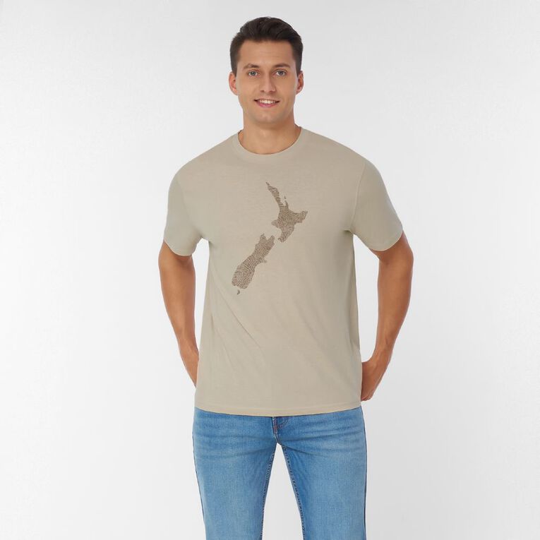 H&H Men's Regular Fit Printed Tee, Brown Light, hi-res