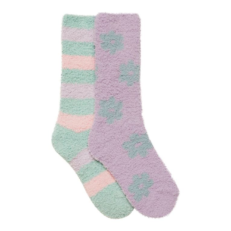 H&H Girls' Bed Socks 2 Pack, Aqua, hi-res