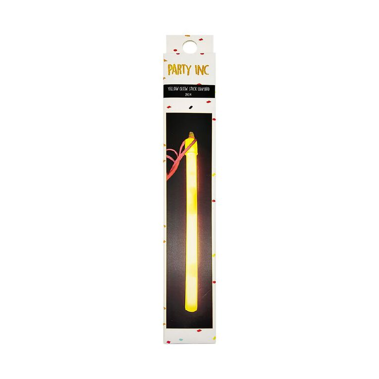 Party Inc Glow Stick Lanyard 20cm Yellow 20cm, , hi-res