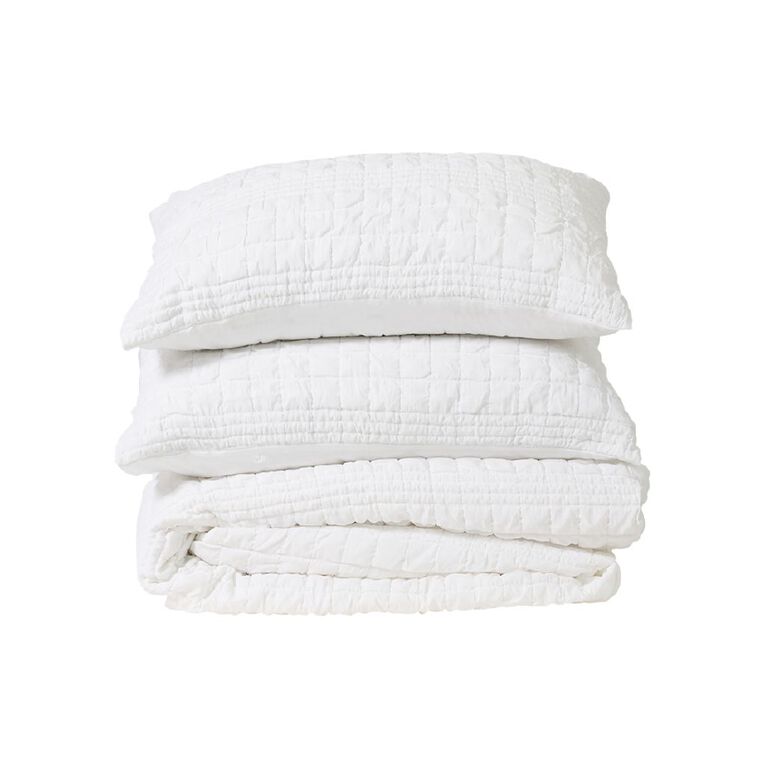 Living & Co Duvet Cover Set Puff Jacquard White King, , hi-res