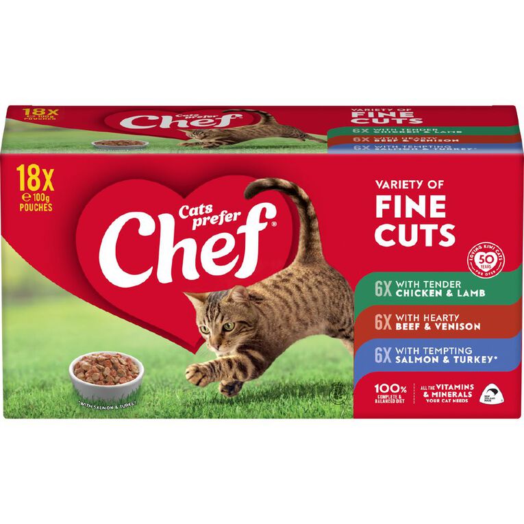 Chef Variety Lovers Loaf Pouches Cat Food 18 x 100g, , hi-res