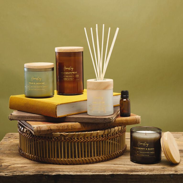 Living & Co Homestay Blackberry and Guava Candle Black 13oz, Black, hi-res