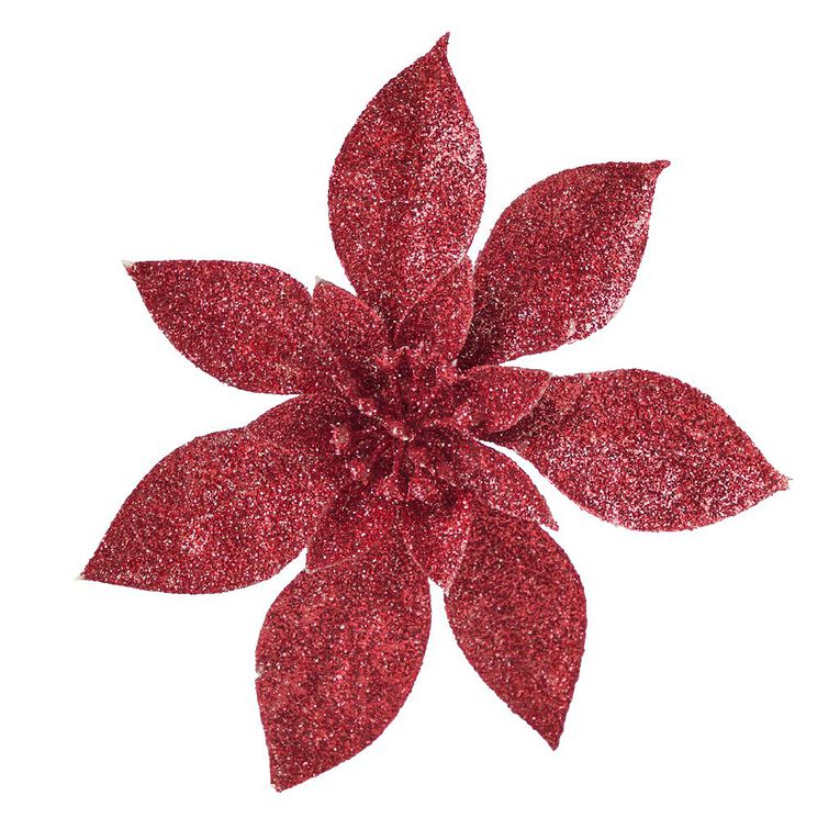 Wonderland Tree Decoration Poinsettia Clip Red, , hi-res