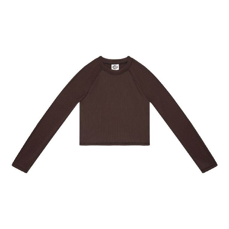 Young Original Long Sleeve Rib Rash Top, Brown Dark, hi-res