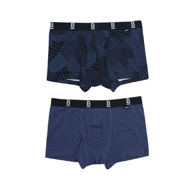 B FOR BONDS Men's Trunks 2 Pack, Navy, hi-res