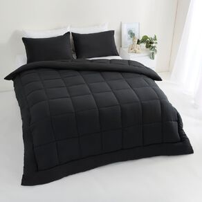 Living & Co Microfibre 3 Piece Comforter Set Black King