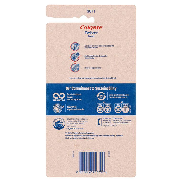 Colgate Twister Soft Manual Toothbrush 5 Pack, , hi-res