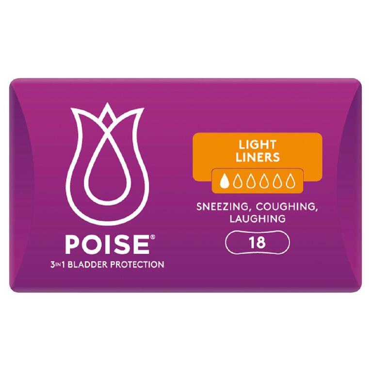 Poise Light Liners 18 Pack, , hi-res