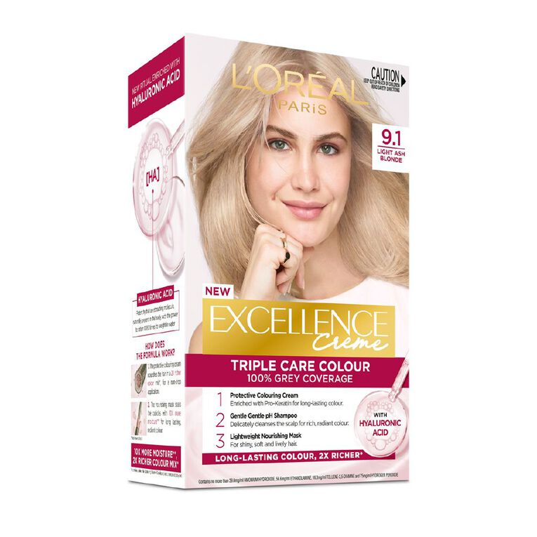 L'Oreal Paris Excellence Creme Hair Colour Light Ash Blonde 9.1, , hi-res