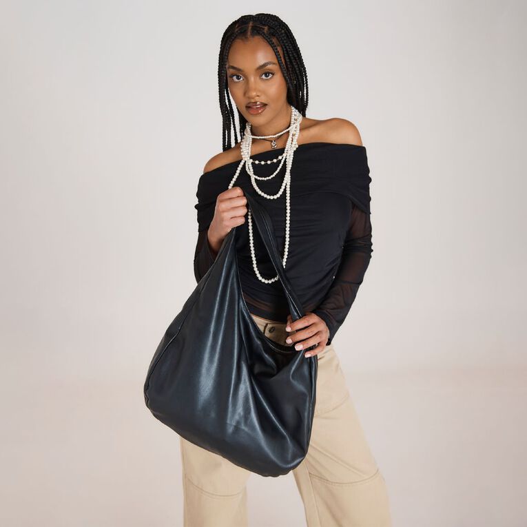 BRDRLESS Gia Mesh Long Sleeve Top, Black, hi-res