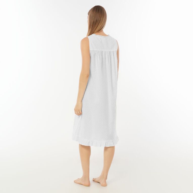 H&H Women's Dobby Nightie, White, hi-res