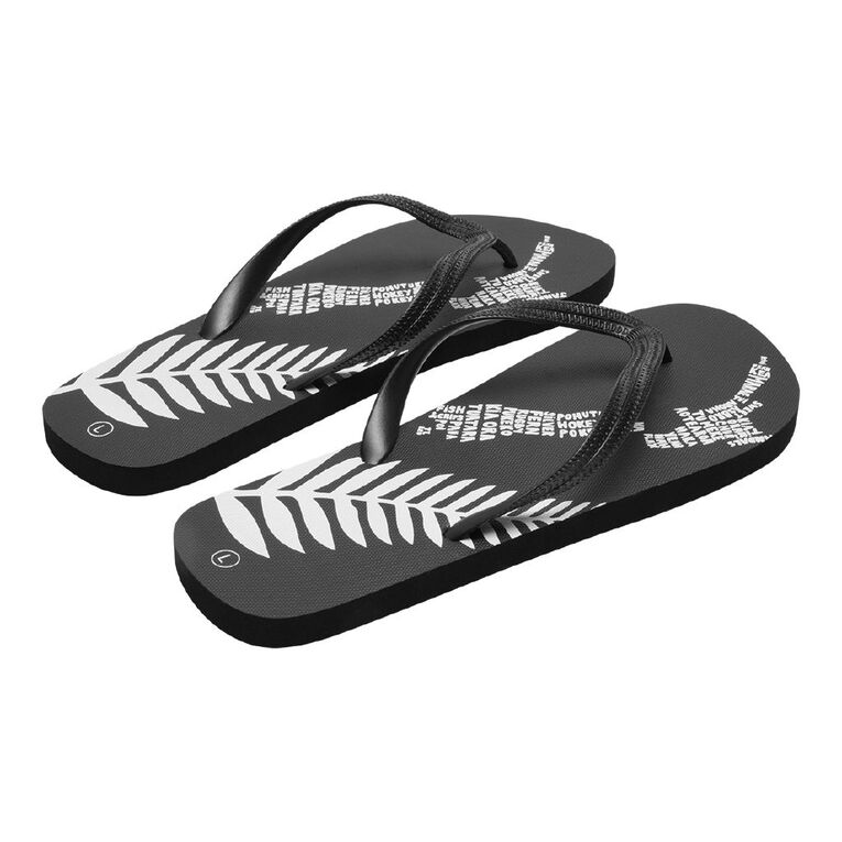 H&H Men's Printed Jandals, Black, hi-res