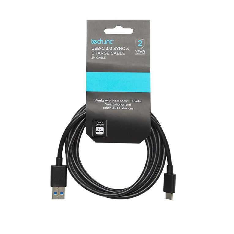 Tech.Inc USB-A To USB-C Cable 2m Black, , hi-res