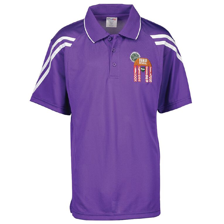 Schooltex Ranui School Force Polo with Embroidery, Purple/White, hi-res