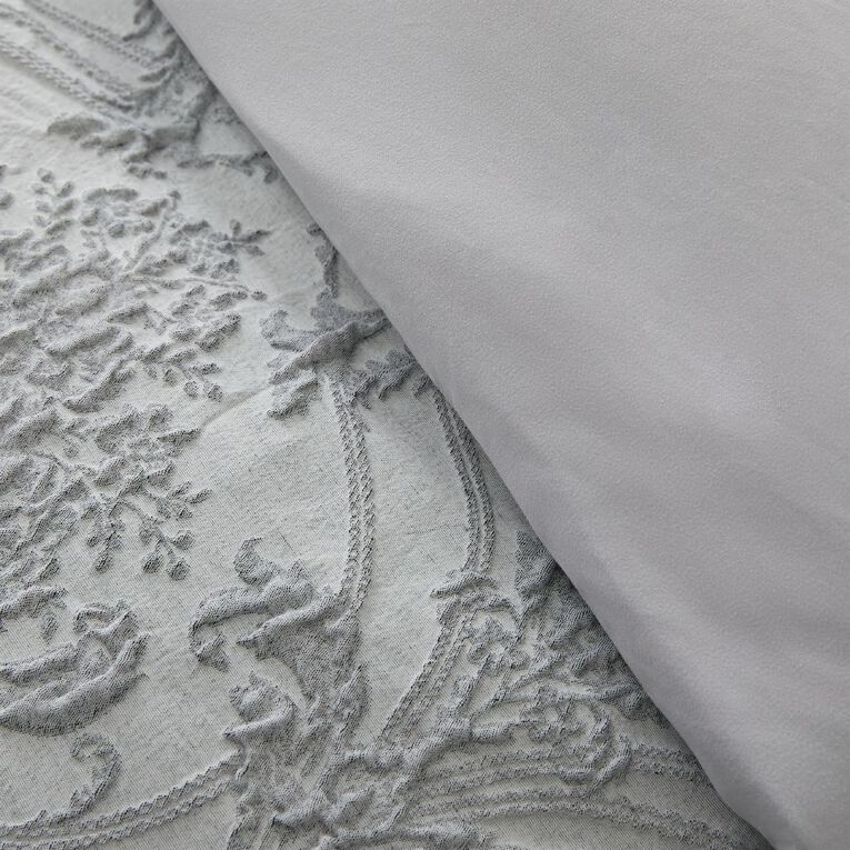 Living & Co Duvet Cover Set Velora Damask Grey Queen, , hi-res