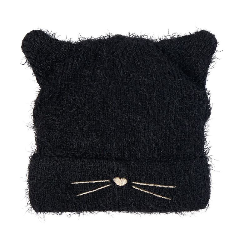 Young Original Kids' Cat Novelty Beanie, Black, hi-res