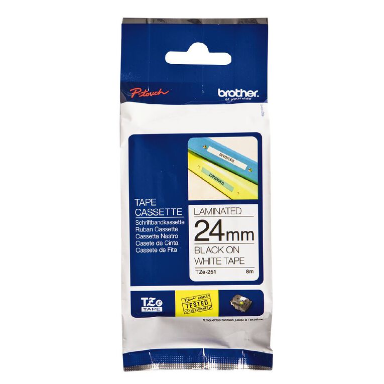 Brother Label Tape Tze-251 24mm Black On White, , hi-res