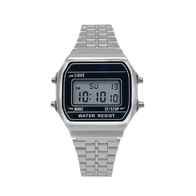 Active Intent Digital Square Watch Silver, , hi-res