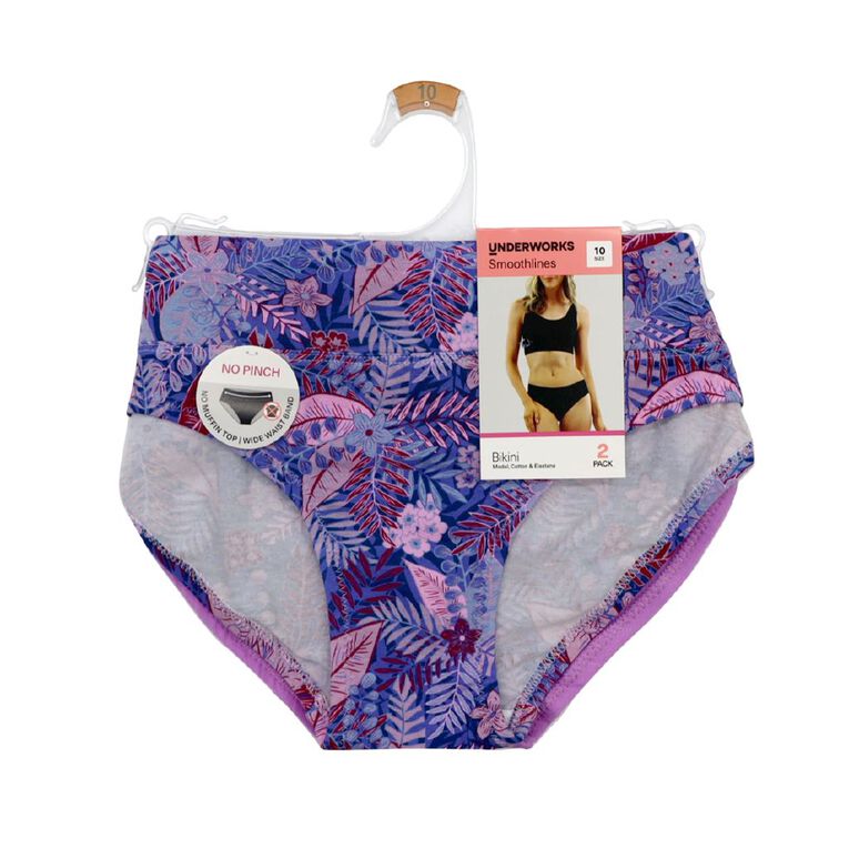 Underworks Women's Smooth Line Bikini Briefs 2 Pack, Purple Light, hi-res