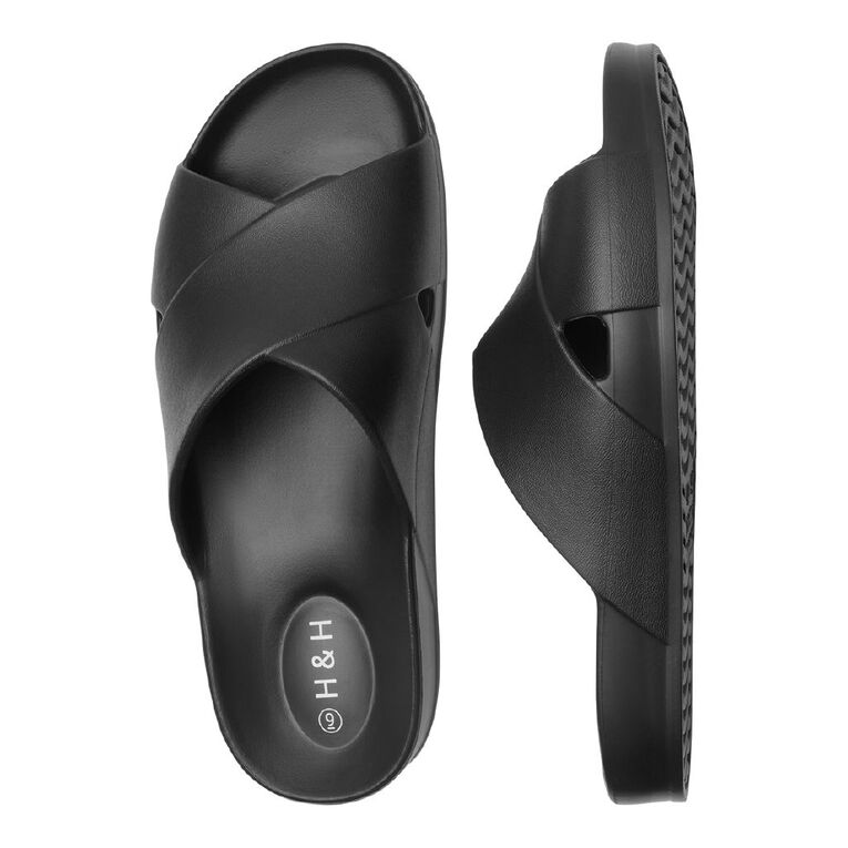 H&H Women's Crossover Slides, Black, hi-res