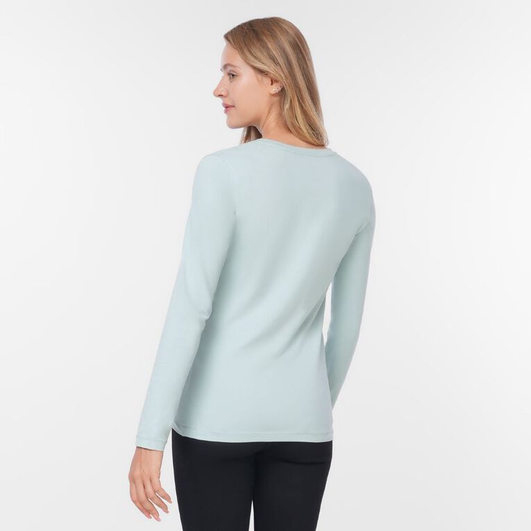 H&H Women's Stretch Cotton Long Sleeve V Neck, Blue Light, hi-res