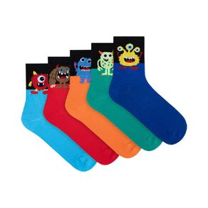 Underworks Boys' Fashion Pattern Crew Socks 5 Pack