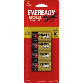 Eveready Gold Alkaline Batteries C 4 Pack