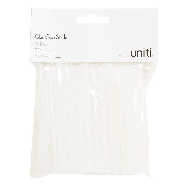 Uniti Glue Gun Sticks 7.2mm x 100mm Clear 25 Pack, , hi-res