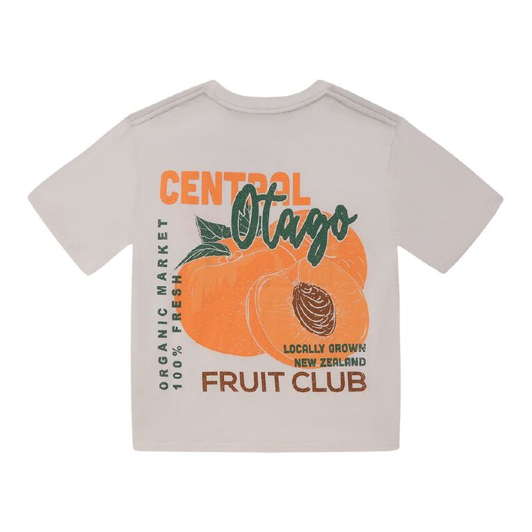 Young Original Short Sleeve Boxy Back Print Tee, White, hi-res