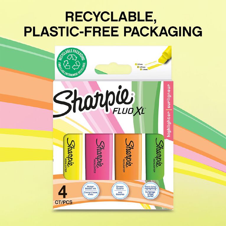 Sharpie Fluo XL Highlighter Assorted 4 Pack, , hi-res