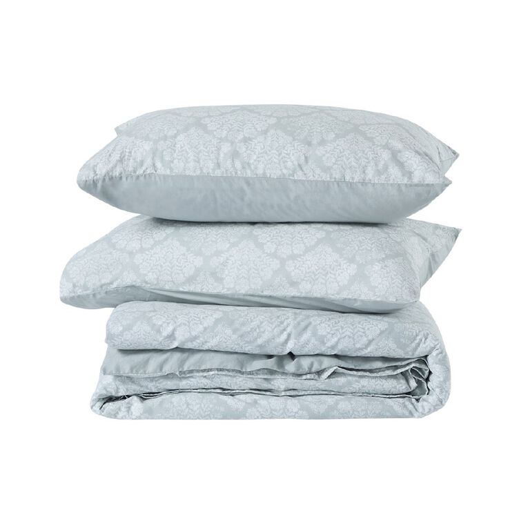 Living & Co Duvet Cover Set Cotton Santorini Blue Queen, , hi-res